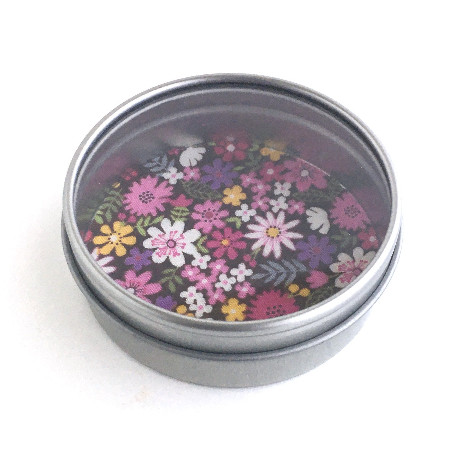 Decorative Clear Lid Tin Small round tin with see thru lid to Etsy