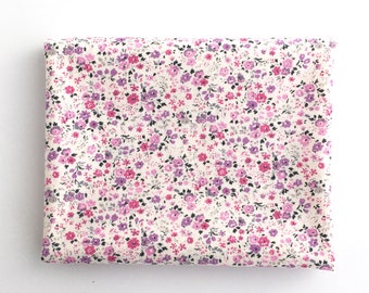 Lavender and Grey Floral Print Fabric: FAT QUARTER of Petite Garden floral print fabric by Sevenberry for Robert Kaufman