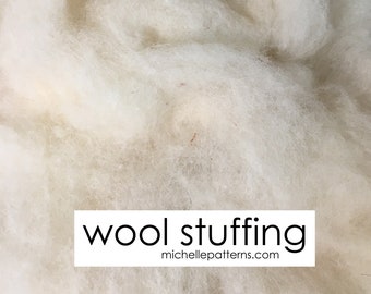 Wool Stuffing: Small bag of loose core wool batting for pincushions, needle felting, soft toys, etc.