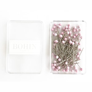 Bohin Glass Pins in BABY PINK: French sewing pins with a Murano glass head.