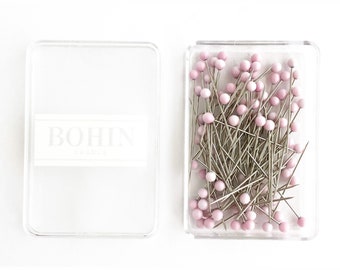 Bohin Glass Pins in BABY PINK: French sewing pins with a Murano glass head.