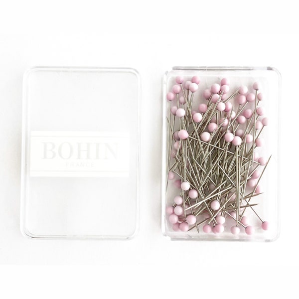 Bohin Glass Pins in BABY PINK: French sewing pins with a Murano glass head.