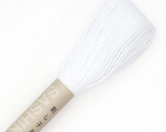 Olympus Sashiko Thread: WHITE (Color 1) cotton embroidery thread.