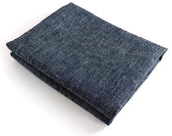 Indigo Linen Chambray Fabric: FAT QUARTER of 100% linen.