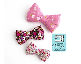 Bow Embellishment PDF Sewing Pattern (Digital Delivery): Sew bows in three sizes to use in hair accessories, make bow ties, or add to bags.
