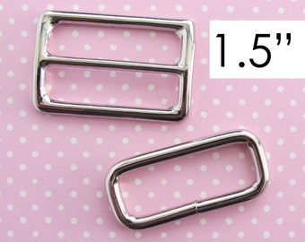 1.5 Inch Adjustable Strap Hardware: Triglider and rectangle ring set for making an adjustable strap for a messenger bag.