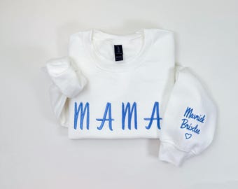 Embroidered Mom Sweatshirt with Kids Names, Custom Mother's Day Gift, Personalized Mama Shirt for Her
