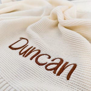 Personalized Baby Blanket: Embroidered Organic Cotton Knit