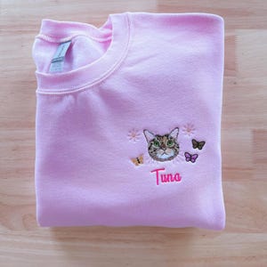 Custom Pet Embroidered Sweatshirt, Personalized Pet Portrait Hoodie, Custom Dog Cat Sweater, Gift for Pet Lovers