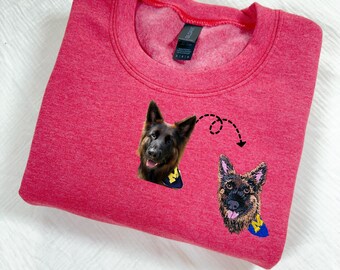 Custom Embroidered Pet Sweatshirt: Personalized Pet Portrait Hoodie
