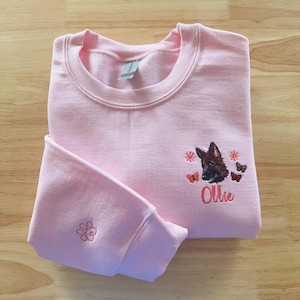 Custom Pet Embroidered Sweatshirt, Custom Pet shirt, Custom Embroidered Pet Hoodie, Personalized Pet Face and Pet name Sweatshirt