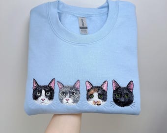 Custom Pet Portrait Sweatshirt – Personalized Embroidered Dog or Cat Hoodie, Pet Memorial Gift, Pet Lover Clothing