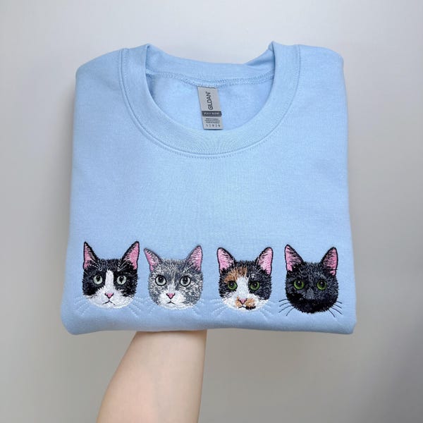 Personalisiertes Haustier-Porträt-Sweatshirt - Personalisierter gestickter Hunde- oder Katzen-Hoodie, Haustier-Gedenkgeschenk, Haustier-Liebhaber-Kleidung