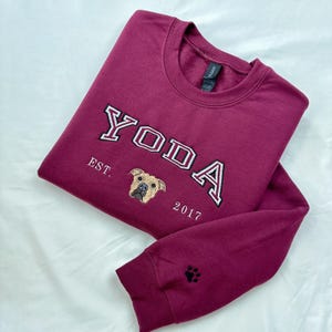 Custom Dog and Cat Portrait Hoodie - Personalized Embroidered Sweatshirt with Pet Name and Year - Unique Gift for Dog Moms and Cat Lovers