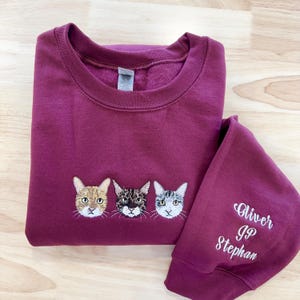 Custom Pet Embroidered Sweatshirt, Custom Pet shirt, Custom Embroidered Pet Hoodie, Personalized Pet Face and Pet name Sweatshirt