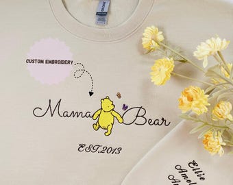 Custom Mama Bear Embroidered Sweatshirt With Kids Names