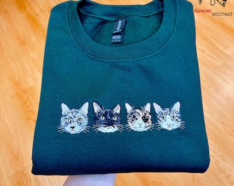 Custom Embroidered Pet Sweatshirt: Personalized Cat or Dog Portrait