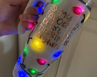 Bicchiere natalizio con luci a LED / Tazza natalizia con glitter fatta a mano
