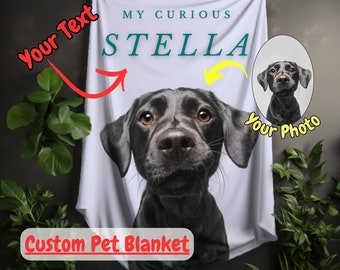 Couverture personnalisée pour animal de compagnie Couverture personnalisée pour animal de compagnie avec nom, cadeau douillet pour chien, couverture polaire arctique avec visage d'animal de compagnie, couverture pour chat et chien