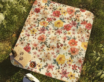 Mantas con estampado de flores para Picnic, accesorios personalizados para manta de Picnic, estera de playa de verano resistente al agua con correas de transporte