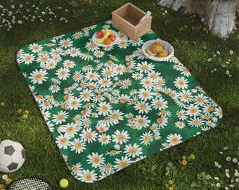 Mantas impermeables con estampado de flores para picnic, manta de picnic personalizada, accesorios para picnic, cubierta para estera de picnic en la playa de verano con correas de transporte