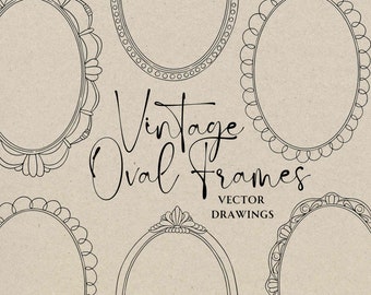 Hand Drawn Vintage Picture Frame Doodle SVG PNG, Wedding Invitation Border Clipart, Whimsical Ornate Bridal Shower Invite, Chinoiserie Style