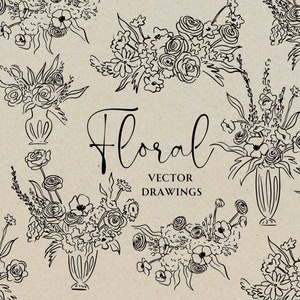 Arranjo de flores desenhado à mão SVG PNG, clipart de papoula, ícone caprichoso para chá de panela, clipart de ilustração floral, buquê de flores em vaso