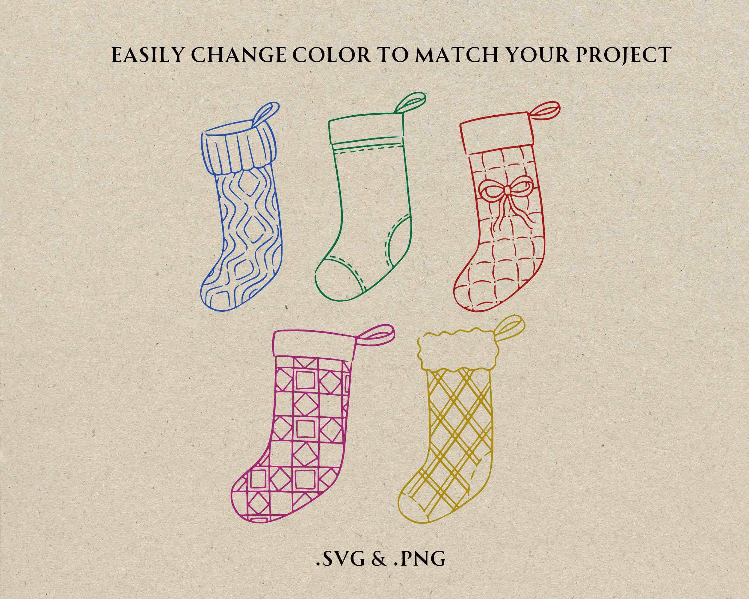 Hand Drawn Christmas Stocking SVG PNG, Whimsical Christmas Doodle ...