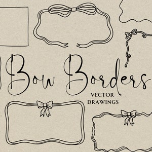 Schleife Bordüre für Visitenkarte SVG PNG, handgezeichnete schrullige Vorlage, DIY Brautparty Einladung Symbol, wunderliche Coquette Canva Pro Clipart