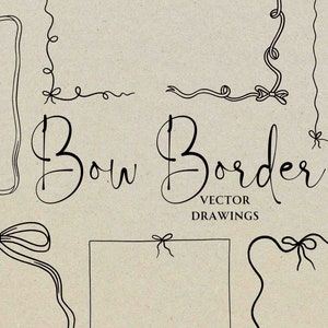 Noeud de noeud de mariage cadres Bundle SVG PNG, clipart bordure originale dessiné à la main, icône d'Invitation de shower de bébé bricolage, modèle Coquette Canva Pro lunatique