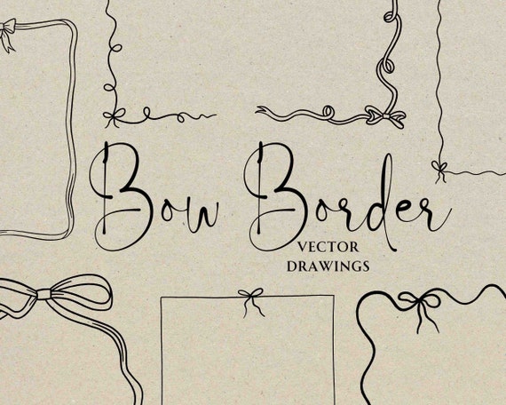 Wedding Bow Frames Bundle SVG PNG, Hand Drawn Quirky Border Clipart, DIY Baby Shower Invitation Icon, Whimsical Coquette Canva Pro Template