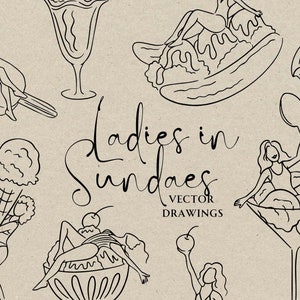 Hand Drawn Ice Cream SVG PNG, Whimsical Bachelorette Party Clipart, Wedding Party Invitation Icon, Martini Glass Menu Doodle, Sundae Girl