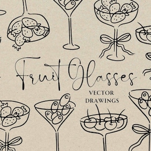 Copo de frutas desenhado à mão SVG PNG, ícone caprichoso de Martini sujo, doodle de convite para chá de panela, clipart de morango verde-oliva, coquetel fofo