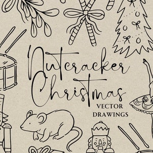 Quebra-nozes desenhado à mão Natal SVG PNG, clipart de jantar de Natal caprichoso, ícone de rabisco de festa de férias de inverno, convite DIY Friendsmas