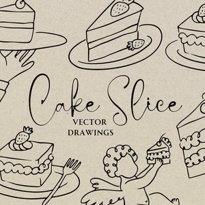 Fatia de bolo desenhada à mão SVG PNG, ícone caprichoso do menu de casamento, bolo de clipart de mão do garçom, doodle de bolo de casamento, arte de convite para jantar de ensaio