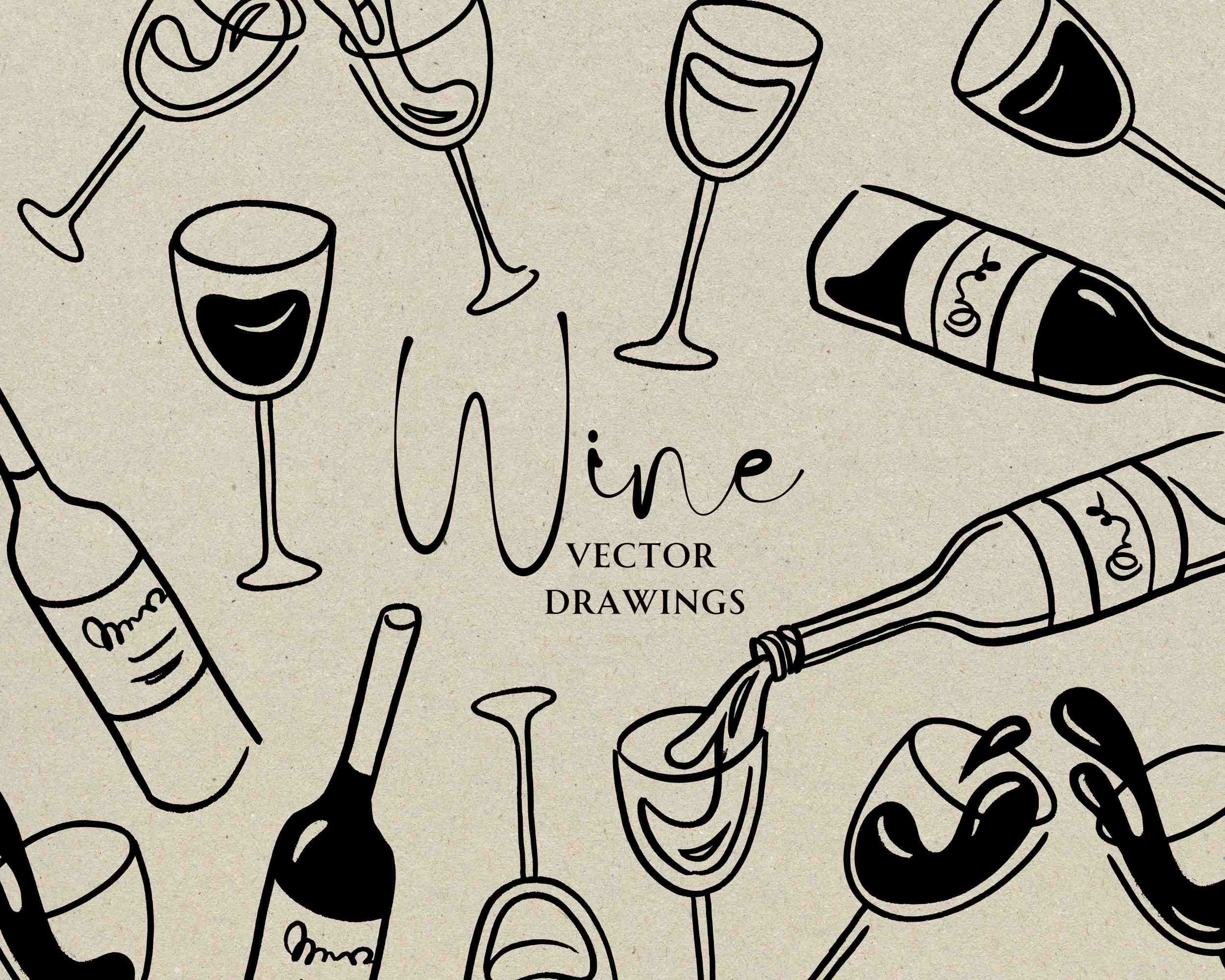 Wine Glass and Bottle Bundle SVG PNG, Hand Drawn Illustration, Pouring Wine  Clip Art, Wine Charcuterie Files, DIY Wedding Invitation Icon - Etsy