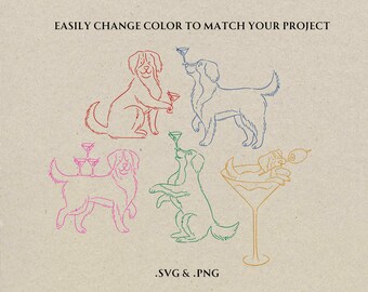 手描きのバーニーズ マウンテン ドッグの絵 SVG PNG、犬とマティーニの