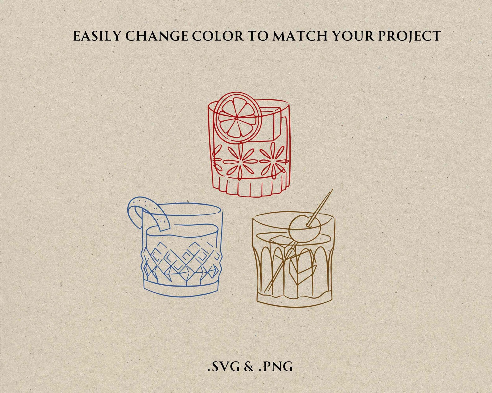 Hand Drawn Cocktail Icon SVG PNG, Wedding Bar Menu Clipart, Classic ...