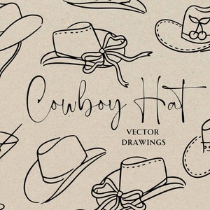 Handgezeichnete Cowboyhut SVG PNG, Whimsical Cowgirl Hut Clipart, Western Bachelorette Party Doodle, DIY Wilder Westen Brautparty Einladung Symbol