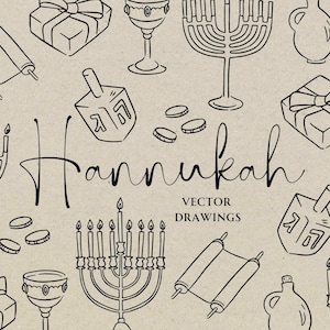Hanoucca icône SVG PNG, Clipart fête de vacances fantaisiste, Art dessiné à la main Fête juive, esquisse de la menorah, Invitation Dreidel bricolage, fichiers vectoriels