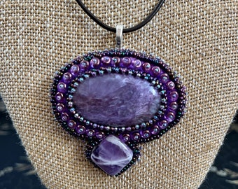 Walking on a Dream - Charoite and Amethyst Pendant