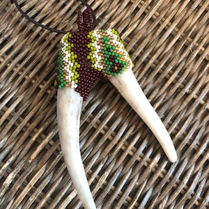 New Leaves - Beaded Antler Prong Pendant Necklace | Nature-Inspired Jewelry