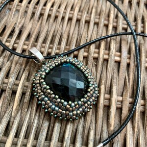 Bead Embroidered Labradorite Pendant Necklace - Ethereal Gemstone Jewelry - Gift for Her