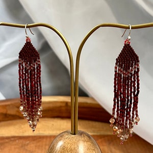Chocolate Wine - Petite Ombre Fringe Earrings
