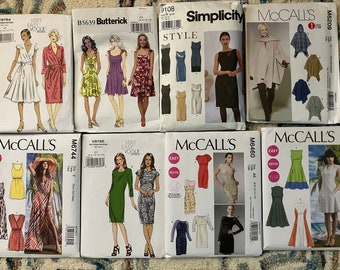 lot of  women's sewing patterns,  McCalls M6744, M6741, M6460, M6209, Butterick B5639, Vogue 8786, V8784, Simplicity 9108, #2