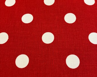 DESTASH:  Premier Prints red dot cotton canvas fabric.  home decor.  2 yards
