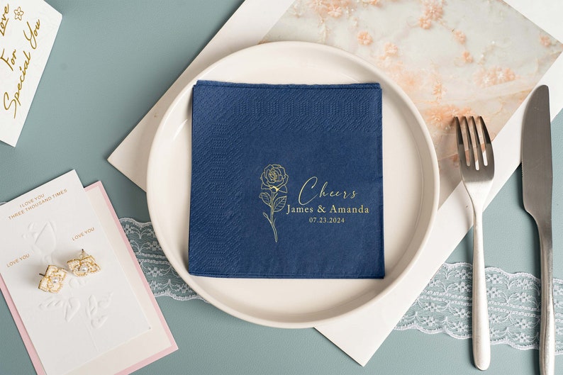 Personalized Wedding Napkin, Custom Napkins, Wedding Cocktail Napkins