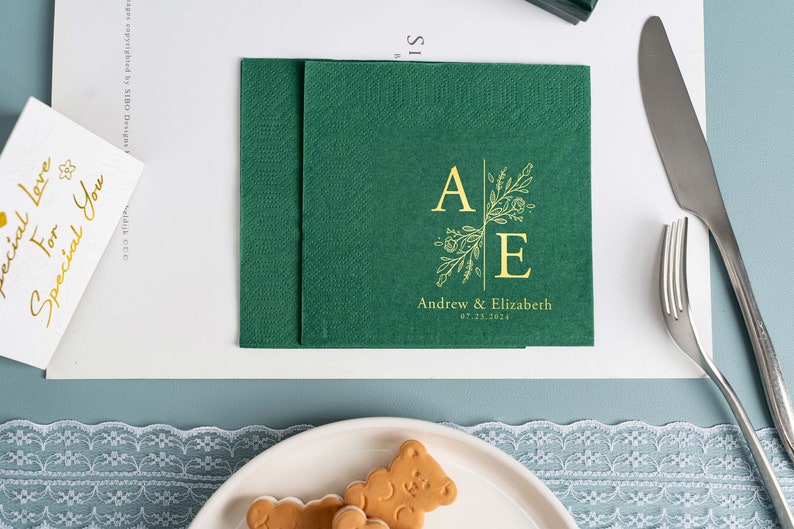 Personalized Wedding Napkin, Custom Napkins, Wedding Cocktail Napkins