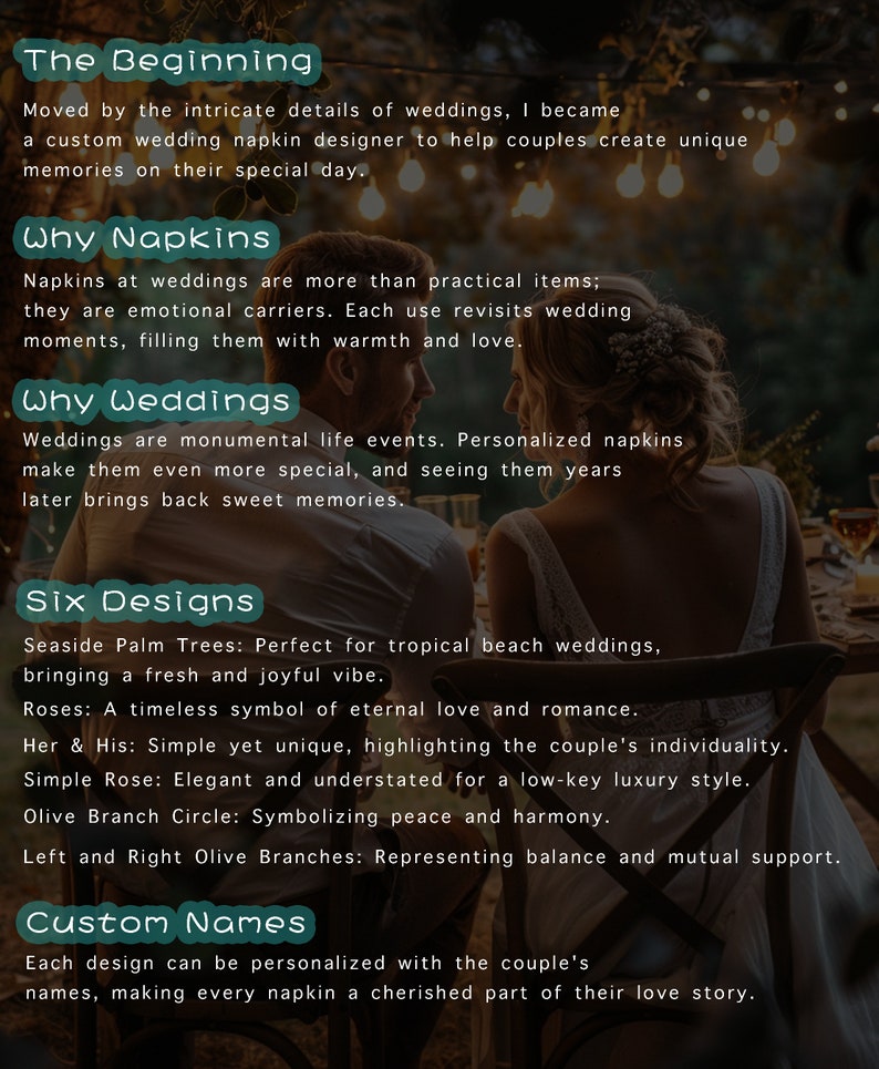 Personalized Wedding Napkin, Custom Napkins, Wedding Cocktail Napkins