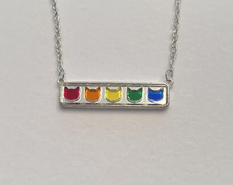 Rainbow Mirror Cat Bar Pendant inlaid acrylic